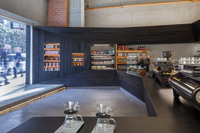 Coffee Bar Kearny / jones | haydu - Interior Design, Kitchen, Facade, Table, Chair