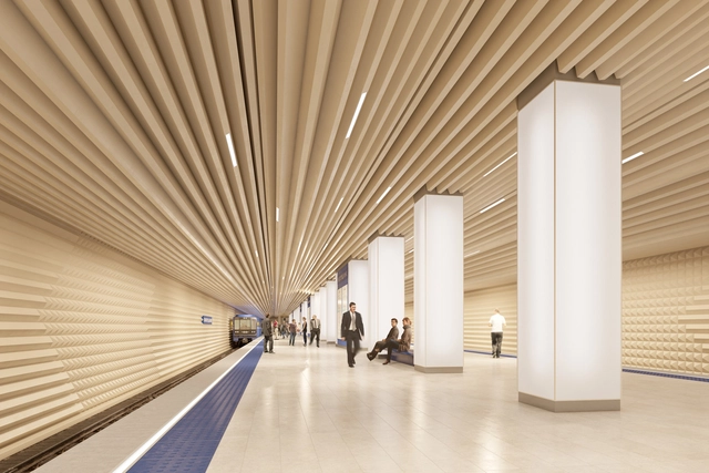 Variant Studio's Moscow Metro Proposal: The World’s Quietest Metro Station? -           Metro Station, Column, Facade