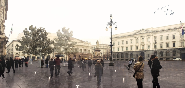 Juan Manuel Balsa y Fernando Mosca, cuarto lugar en concurso para la Piazza della Scala / Milán - Plaza, Fachada, Iluminación