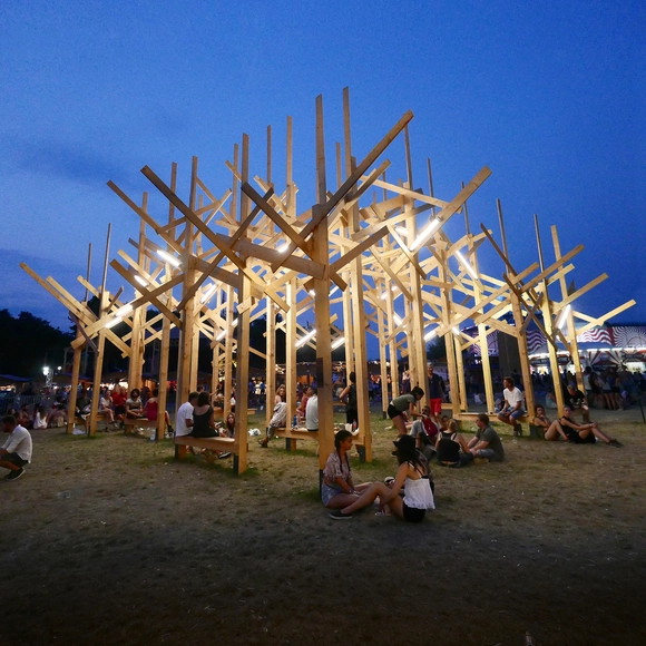Atelier YokYok Creates Wood Forest Installation in Budapest - Featured Image