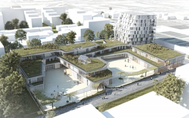 Propuesta Ganadora para Colegio y Residencia Estudiantil / Chartier Dalix Architectes - Imagen Principal