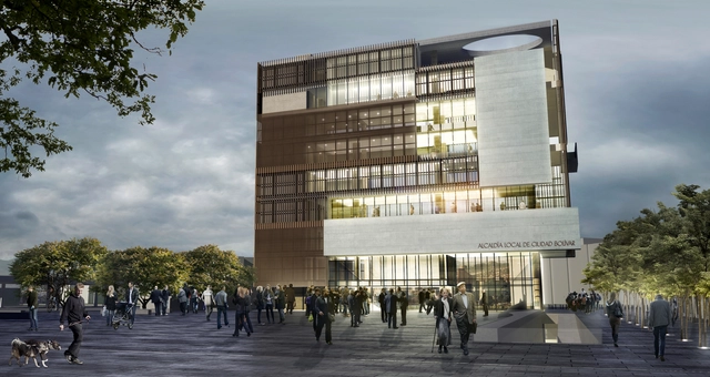 López Montoya Arquitectos, mención honrsosa en concurso de diseño de la Alcaldía de Ciudad Bolívar - Ayuntamiento, Fachada