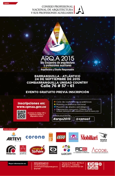 ARQ.A 2015 V Encuentro de arquitectura y profesiones auxiliares: Arquitectura y Diseño Responsable / Barranquilla - Imagen Principal