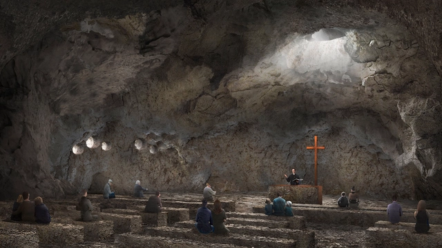 Españoles de Vilalta Studio diseñan una capilla excavada en granito - Arquitectura Religiosa