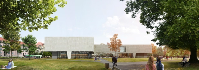 Bauhaus Museum Finalist Acts as a Gate Between City and Park - Museums & Exhibit , Garden, Facade
