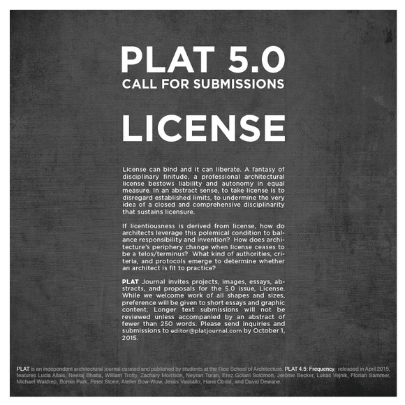 Call for Submissions - PLAT 5.0: License - Featured Image