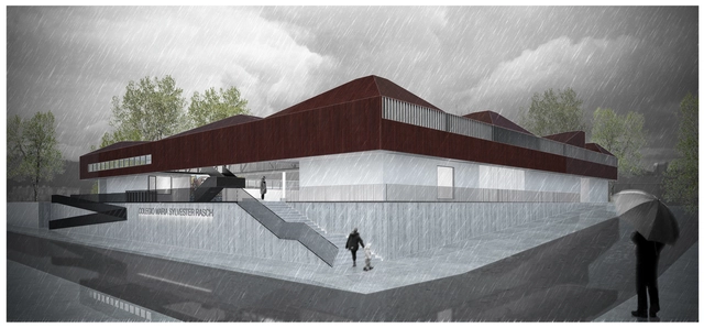 GVAA Arquitectos + BV Arquitectos, segundo lugar en concurso para colegio en Angol / Chile - Escuela Primaria, Fachada