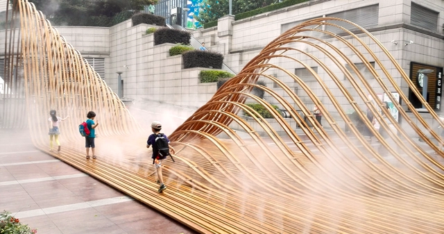 广场上的韧山水 / GOA Architects - 景观装置