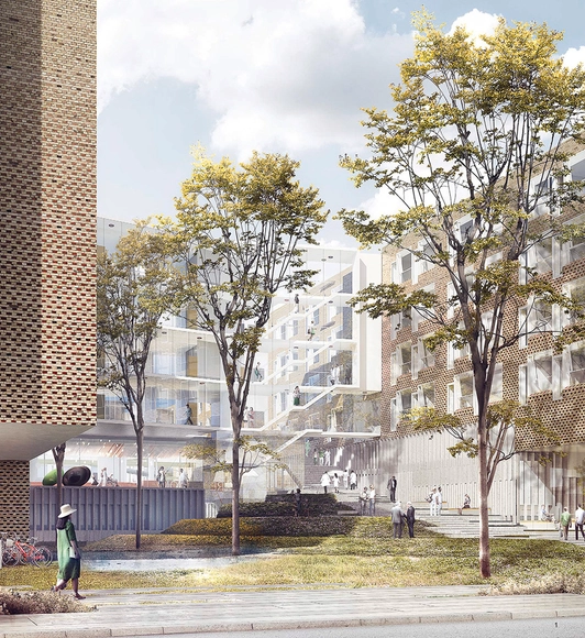 KHR Arkitekter, WHR Architects and Arup International Design Bispebjerg Somatic Hospital - Hospital , Facade, Cityscape
