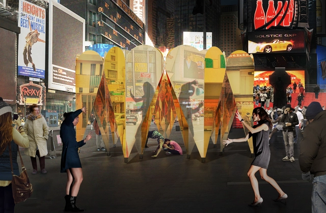Collective-LOK Designs Mirrored, Ring of Hearts Pavilion for Times Square - Featured Image