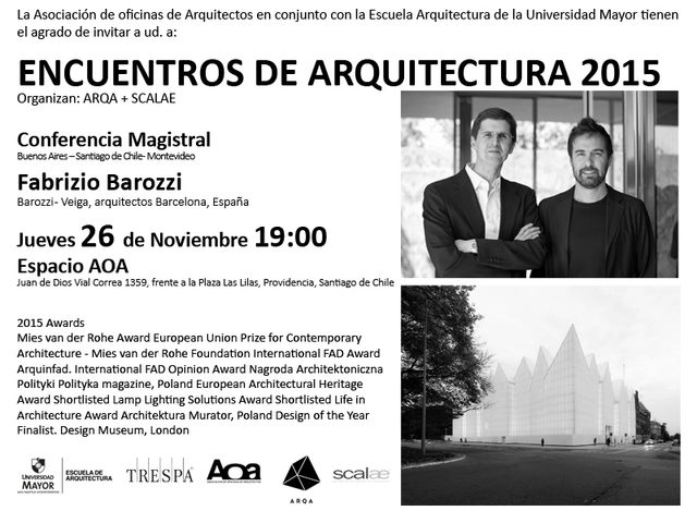 Encuentros de arquitectura 2015: Fabrizio Barozzi (Barozzi - Veiga) - Imagen Principal