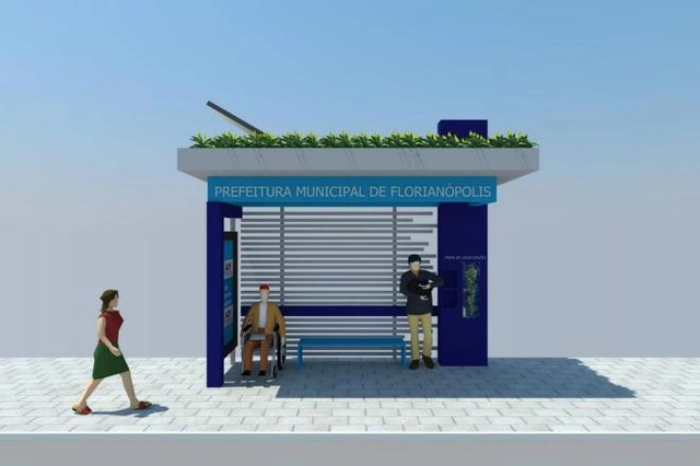 Florianópolis terá ponto de ônibus equipado com painéis fotovoltaicos e cobertura verde - Imagem de Destaque