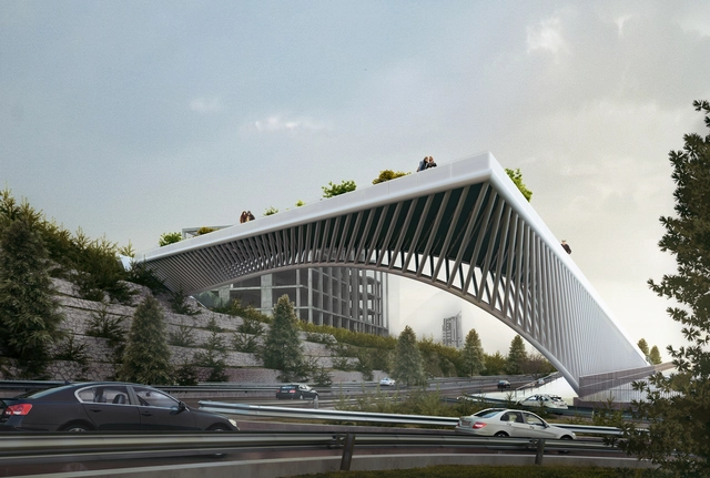 3rd Skin 建筑事务所的折叠跨过伊朗高速公路的Haghani人行天桥项目 - 主图