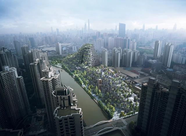 Heatherwick-Designed Shanghai Development Conceived as Two "Tree-Covered Mountains" - Featured Image