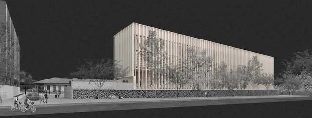Segundo lugar en concurso de futuro edificio FADEU-CMPC / Chile - Universidad, Fachada