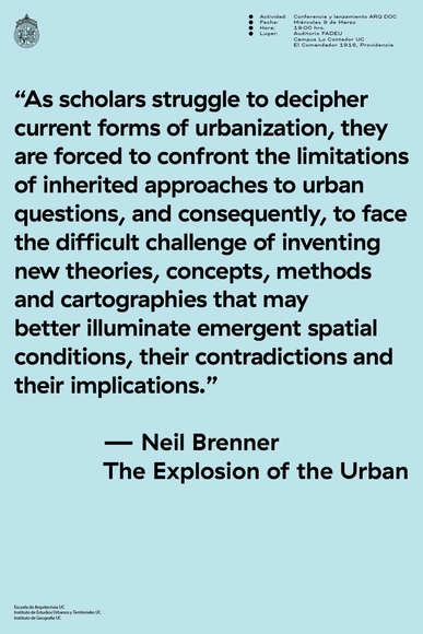 Seminario, Conferencia y Lanzamiento de Libro 'The Explosion of the Urban' por Neil Brenner - Imagen Principal
