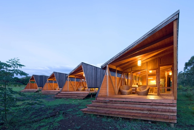 Cabañas Morerava / AATA Arquitectos - Casas, Jardín, Escaleras, Fachada, Fijación Vigas