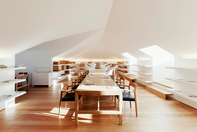 Casa da Escrita / João Mendes Ribeiro  - Renovation, Beam, Table, Chair