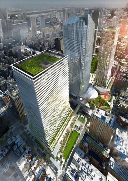 Ingenhoven Architects revelan nuevo proyecto de torres verdes en Tokio - Rascacielos