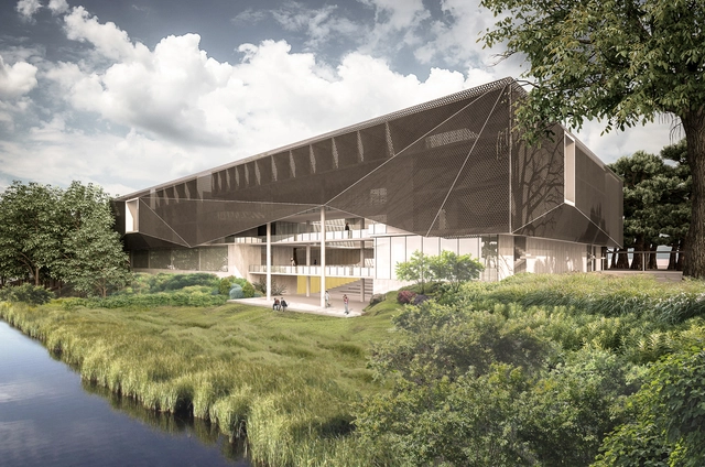 PLAN Arquitectos gana concurso de ideas de la Universidad Austral de Chile en Valdivia - Universidad, Jardín, Fachada