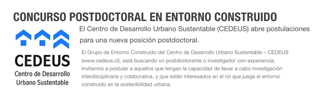 CEDEUS: Concurso Postdoctoral en Entorno Construido - Imagen Principal