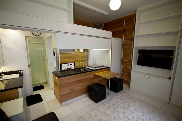 Apartamento em Ipanema / Baumann Arquitetura - Cozinha, Bancada, Mesa, Cadeira