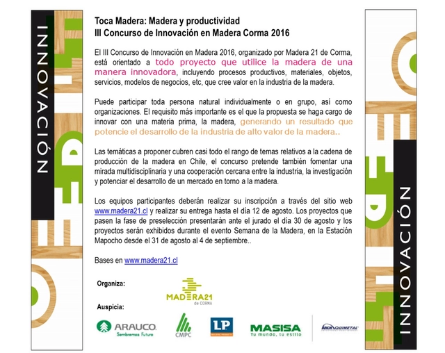 III Concurso Innovación en Madera Corma 2016 - Imagen Principal