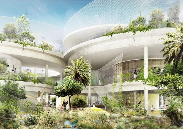 CEBRA and SLA Design a School for The Sustainable City in Dubai - Garden, Facade, Arch