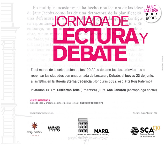 Lectura y debate: Celebremos 100 años de Jane Jacobs / Buenos Aires - Imagen Principal