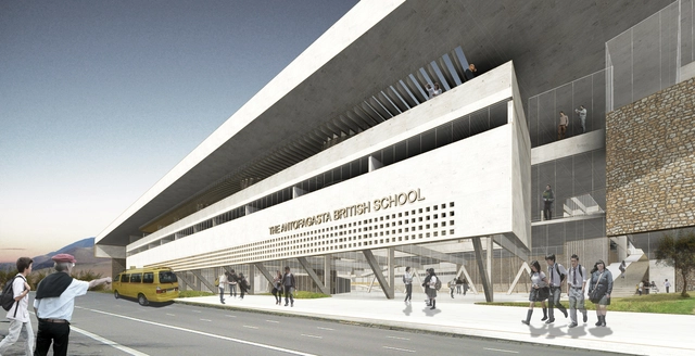 Murtinho+Raby Arquitectos y Araya Arquitectos, segundo lugar en diseño de The Antofagasta British School - Escuelas, Fachada