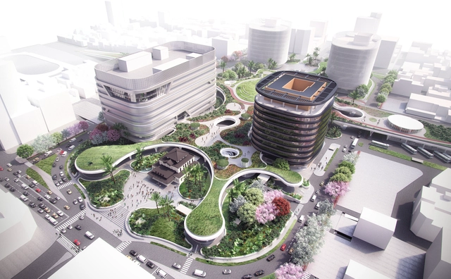 Mecanoo Reveals Plans for Massive Green Train Station in Taiwan - Facade, Cityscape