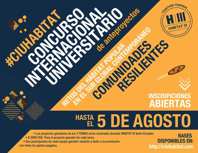 CIU HABITAT: Concurso Internacional Universitario de Anteproyectos / Quito, Ecuador - Imagen Principal