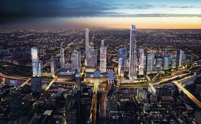SOM 建筑事务所公布了费城30街区周围的新城建设规划 - 主图