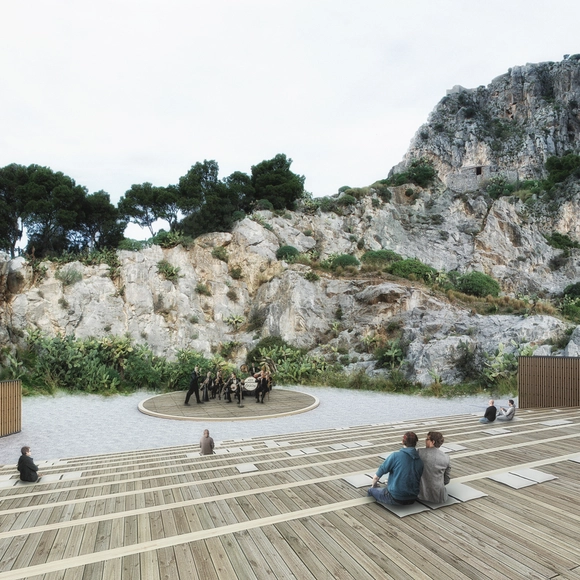 AM3 Architetti Associati projeta anfiteatro natural em penhasco na Itália - Imagem de Destaque
