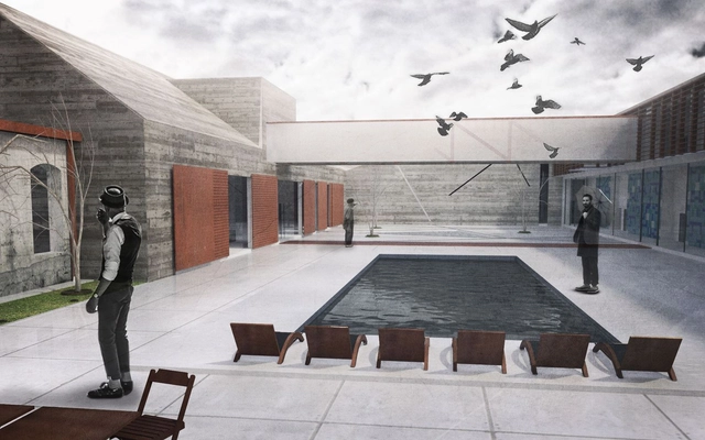 'Fábrica Hotel', proyecto ganador del Premio CICOP Chile 2015 - Patrimonio, Patio interior, Fachada