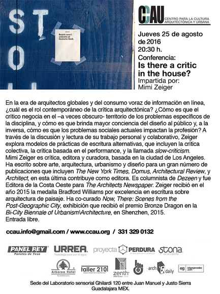 Conferencia CCAU "Is there a critic in the house?" por Mimi Zeiger / Guadalajara - Imagen Principal