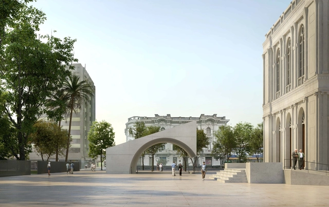 Lopes Brenna, Moramarco + Ventrella y Filippo Bolognese, finalista en concurso de ampliación de la nueva ala de arte contemporáneo del MALI en Lima - Fachada, Arco, Arcada