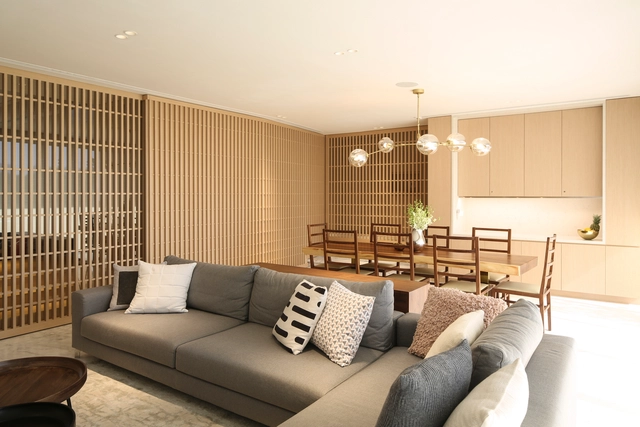 A Simple Home for a Growing Family / Pencil Office - Apartment Interiors, Bedroom, Table, Lighting