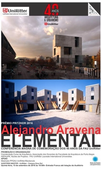 FAU UniRitter promove palestra com o arquiteto Alejandro Aravena - Imagem de Destaque