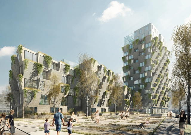 Studio LOKAL vence concurso em Copenhagen com torres residenciais com jardins suspensos - Imagem de Destaque