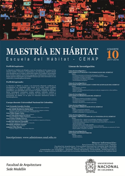 Convocatoria: Maestría en Hábitat - Universidad Nacional de Colombia sede Medellín - Imagen Principal
