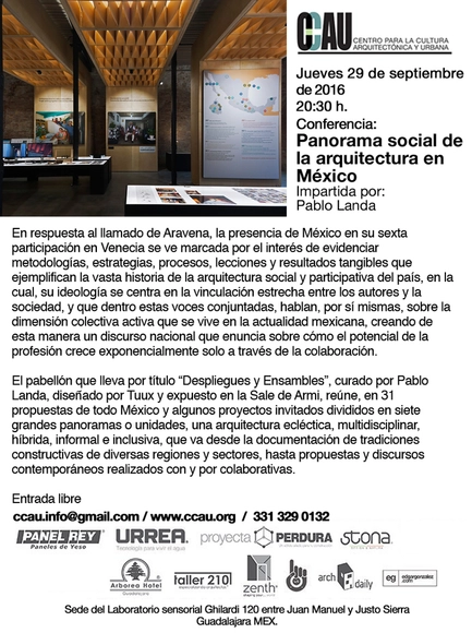 Conferencia CCAU: Panorama social de la arquitectura en México por Pablo Landa / Guadalajara - Imagen Principal