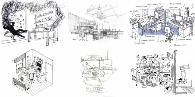 42 Sketches, Drawings and Diagrams of Desks and Architecture Workspaces - Featured Image