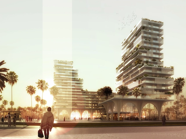 Hamonic+Masson & Associés Envisions a New Casablanca When Redesigning its Financial District - Facade, Lighting, Cityscape