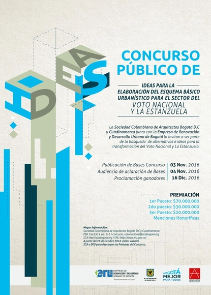 Concurso Público de Ideas para la elaboración del esquema básico urbanístico para el sector del Voto Nacional, Bogotá D.C - Imagen Principal