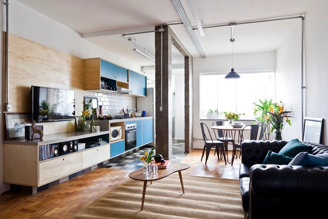 Apartamento Roosevelt / INÁ Arquitetura - Edifício De Apartamentos, Cozinha, Mesa, Cadeira, Bancada