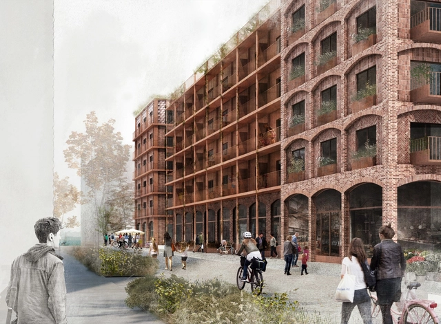White Arkitekter的砖结构住房项目赢得斯德哥尔摩皇家港口区竞赛 - 主图