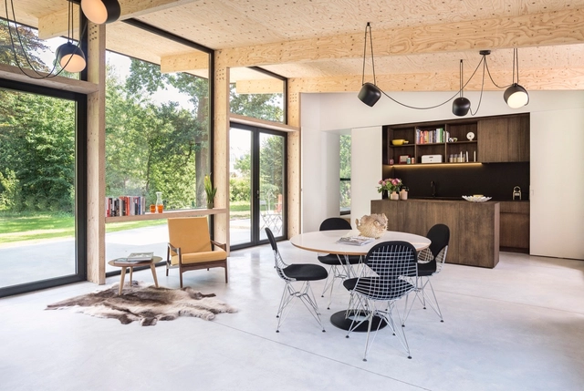 Semi-detached House with Outdoor Area / Rob Mols Architect + studio k Interior & Landscape Architects - Extension, Kitchen, Beam, Door, Table, Chair, Countertop