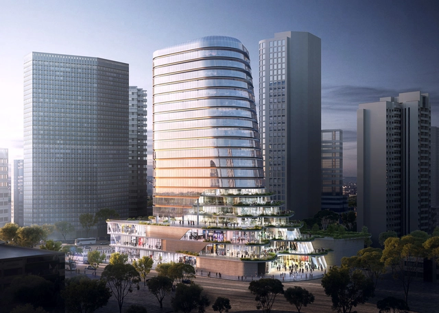 Edifício de Aedas propõe um espaço público vertical para o coração de Xangai - Imagem de Destaque