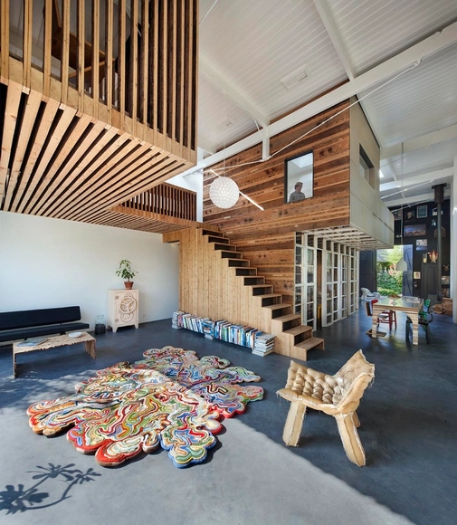 House of Rolf / Studio Rolf.fr + Niek Wagemans - Adaptive Reuse, Beam, Handrail, Lighting, Table, Bench